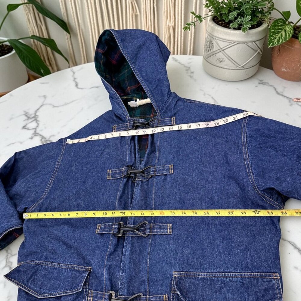 Vintage Talbots Oversize Plaid Lined Denim Jacket Size Medium Wool Lined - Picture 6 of 10